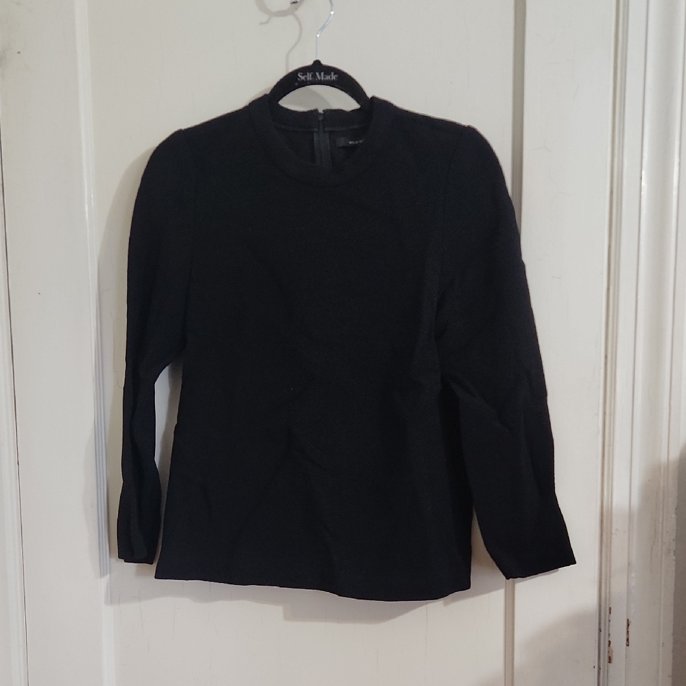 Wes Gordon Black Mock Neck Top
